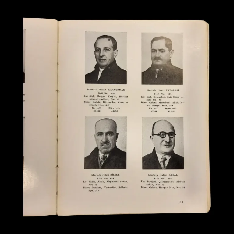 Página 111, con fotografías de cuatro abogados, entre ellos el Abg. Mustafa Hulusi Kosal