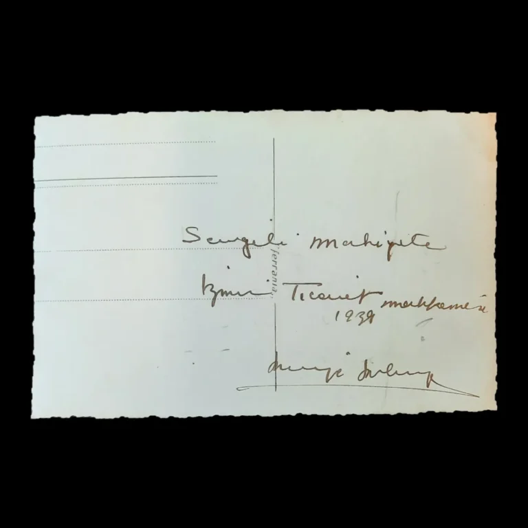 Handwritten 'İzmir Commercial Court 1939' and signature on the back of the photograph
